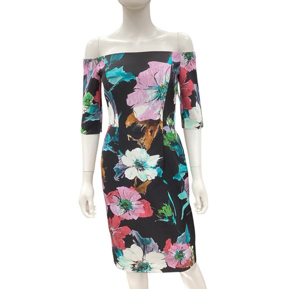 NWT Milly Dress Women’s SZ 2 Wide Neckline/ Off Shoulder Made In USA Lined Black - Picture 1 of 5
